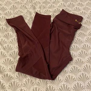 Mesh Maroon Active Leggings